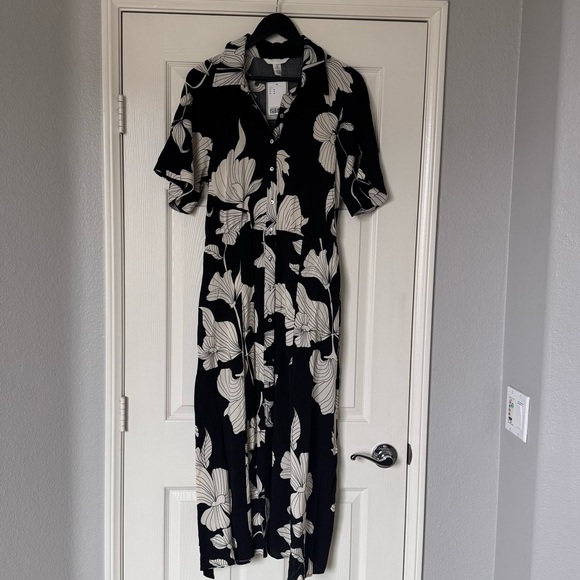H&M Floral Black and White tie belt dress - Picture 9 of 13